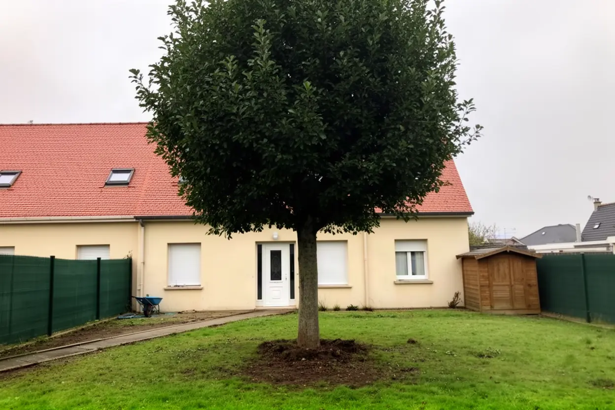 Arbre encombrant à démonter près d'une habitation à Leffrinckoucke