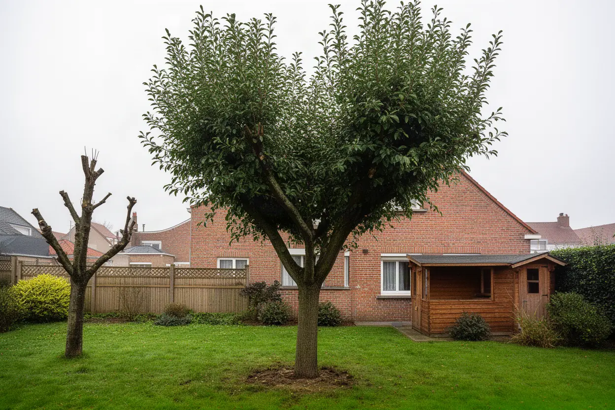 Branches mortes dans la couronne d'un arbre à Gravelines