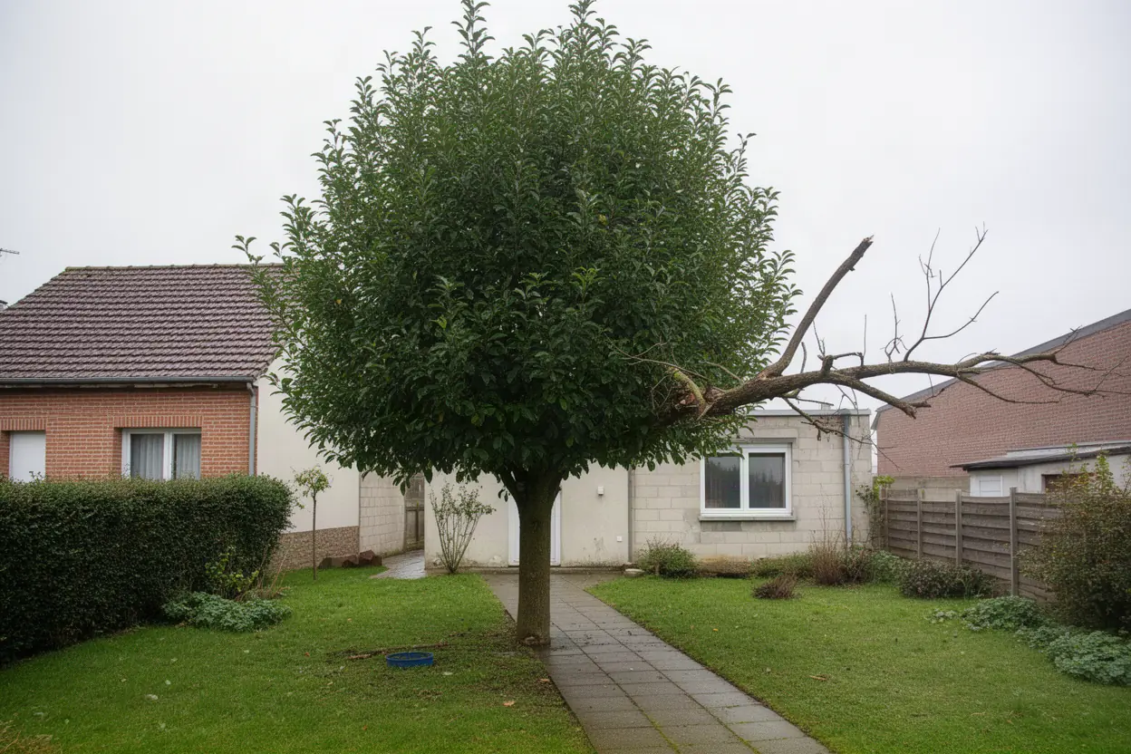 Branches basses gênant une allée à Grande-Synthe