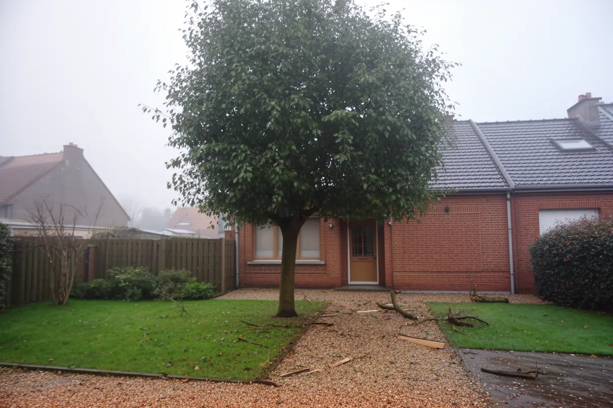 Arbre sécurisé après élagage d'urgence à Dunkerque