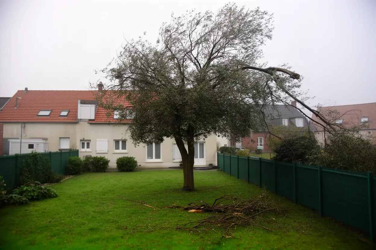 Cime endommagée au-dessus d'un jardin côtier
